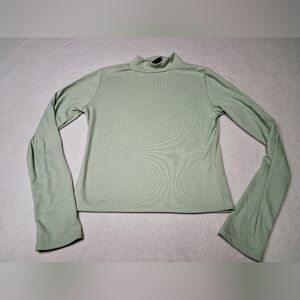 Olivia Rae Ribbed Mockneck Long Sleeve Top in Light Sage Green